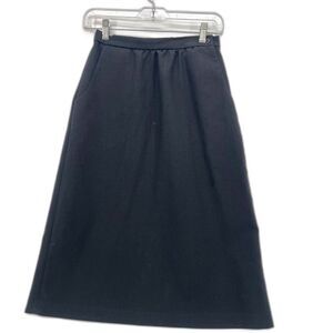 Cambridge Career Skirt VTG Size 8/SM Aline Midi Length Side Button Basic Black‎
